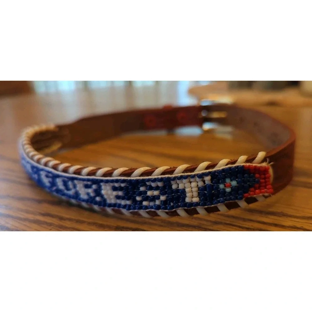 NOS Magic Forest Lake George NY Novelty Beaded Leather Belt Kids Youth Adult 20